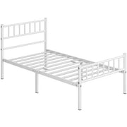 Single Metal Bed Frame with Slatted Headboard and Footboard by Yaheetech