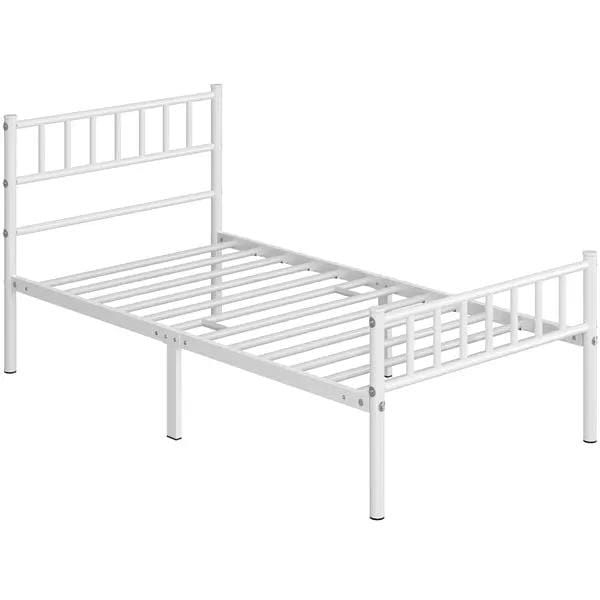 Single Metal Bed Frame with Slatted Headboard and Footboard by Yaheetech