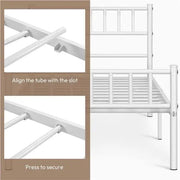 Single Metal Bed Frame with Slatted Headboard and Footboard by Yaheetech