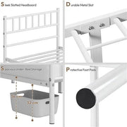 Single Metal Bed Frame with Slatted Headboard and Footboard by Yaheetech