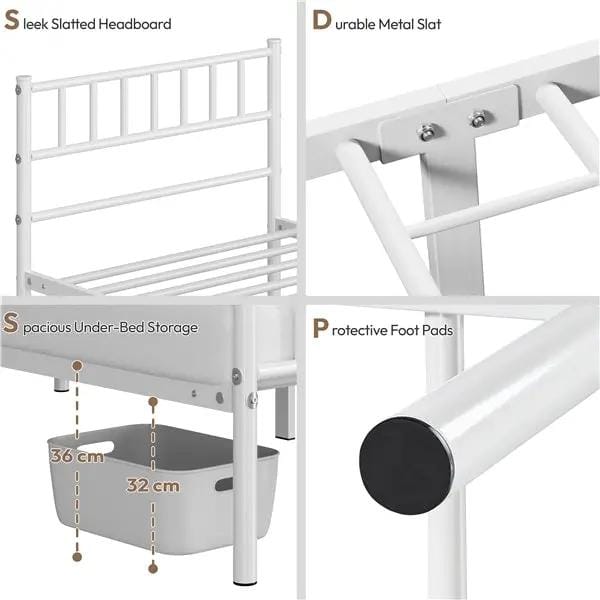 Single Metal Bed Frame with Slatted Headboard and Footboard by Yaheetech