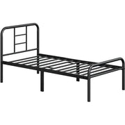 Strong Iron Platform Bed Single Bed Frame with High Headboard by Yaheetech