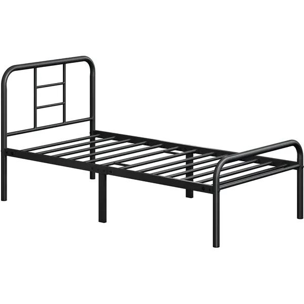 Strong Iron Platform Bed Single Bed Frame with High Headboard by Yaheetech