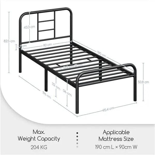 Yaheetech Strong Iron Platform Bed Single Bed Frame with High Headboard Strong Iron Platform Bed Single Bed Frame with High Headboard