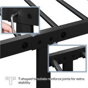 Strong Iron Platform Bed Single Bed Frame with High Headboard by Yaheetech