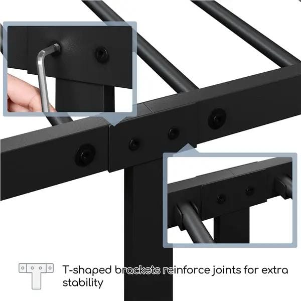 Strong Iron Platform Bed Single Bed Frame with High Headboard by Yaheetech