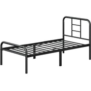 Strong Iron Platform Bed Single Bed Frame with High Headboard by Yaheetech