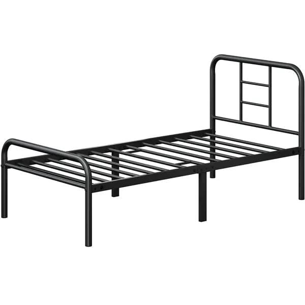 Strong Iron Platform Bed Single Bed Frame with High Headboard by Yaheetech