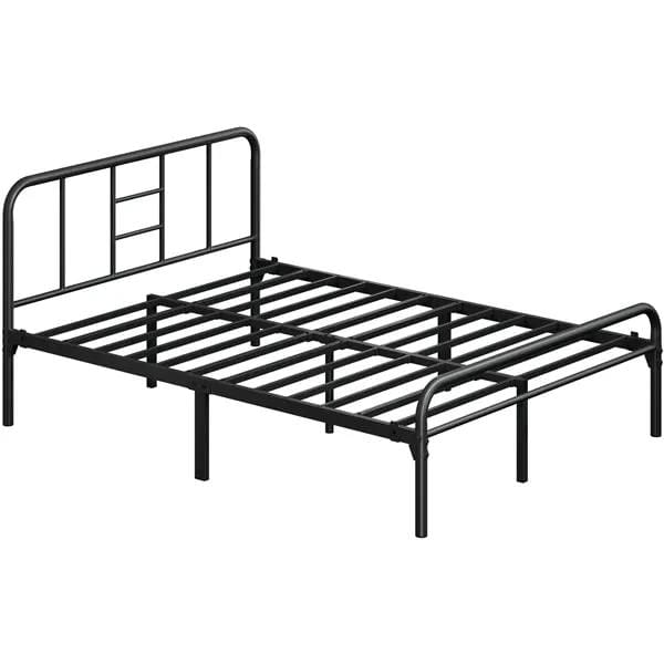 Romantic Metal-Framed Bed with High Headboard Strong Iron Platform Bed by Yaheetech