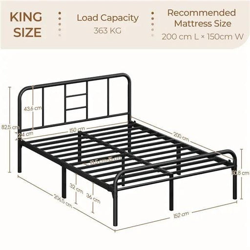 Yaheetech Romantic Metal-Framed Bed with High Headboard Strong Iron Platform Bed Romantic Metal-Framed Bed with High Headboard Strong Iron Platform Bed
