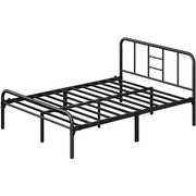Romantic Metal-Framed Bed with High Headboard Strong Iron Platform Bed by Yaheetech