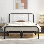 Romantic Metal-Framed Bed with High Headboard Strong Iron Platform Bed by Yaheetech