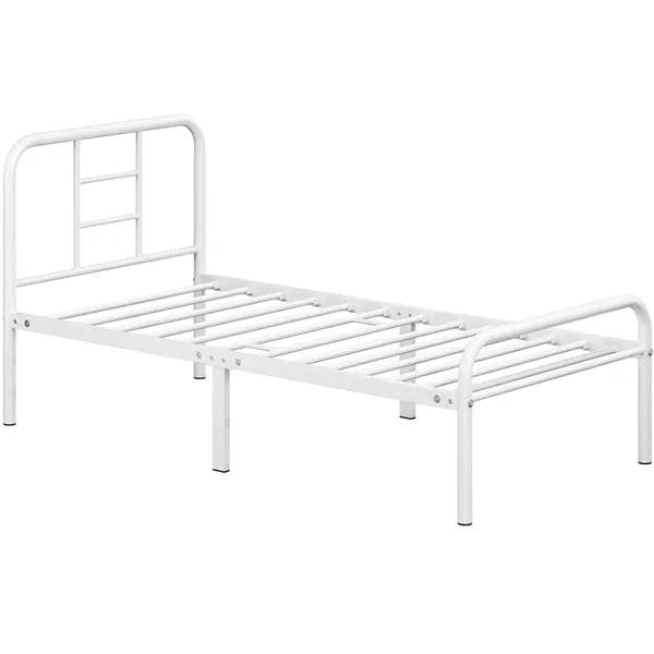 Single Metal Bed Frame with High Headboard Strong Iron Platform Bed by Yaheetech