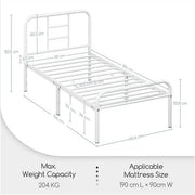 Single Metal Bed Frame with High Headboard Strong Iron Platform Bed by Yaheetech