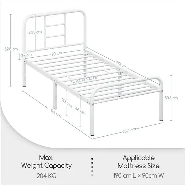 Single Metal Bed Frame with High Headboard Strong Iron Platform Bed by Yaheetech