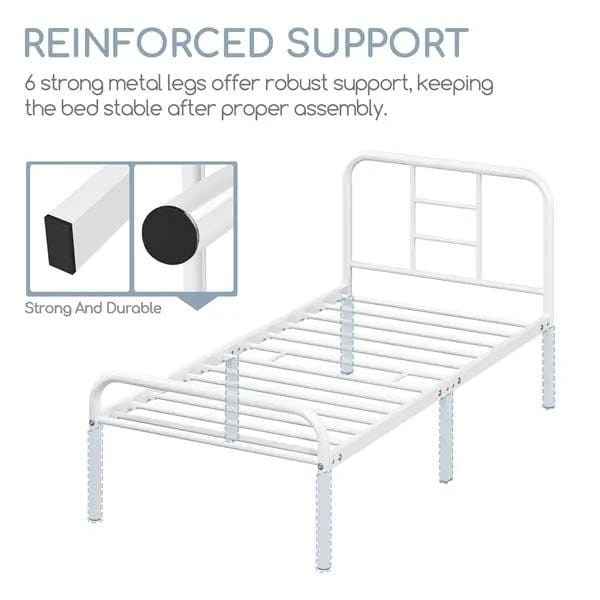 Single Metal Bed Frame with High Headboard Strong Iron Platform Bed by Yaheetech