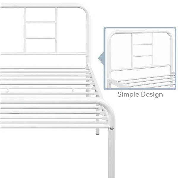 Single Metal Bed Frame with High Headboard Strong Iron Platform Bed by Yaheetech