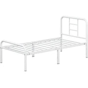 Single Metal Bed Frame with High Headboard Strong Iron Platform Bed by Yaheetech