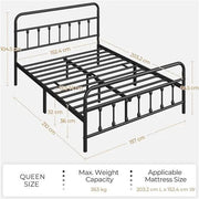 Yaheetech Classic Queen Size Iron Platform Bed With High Headboard And Footboard Classic Queen Iron Platform Bed With High Headboard