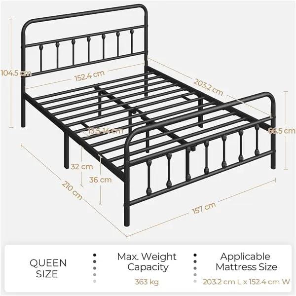 Yaheetech Classic Queen Size Iron Platform Bed With High Headboard And Footboard Classic Queen Iron Platform Bed With High Headboard