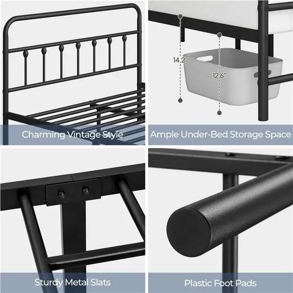 Yaheetech Classic Queen Size Iron Platform Bed With High Headboard And Footboard Classic Queen Iron Platform Bed With High Headboard