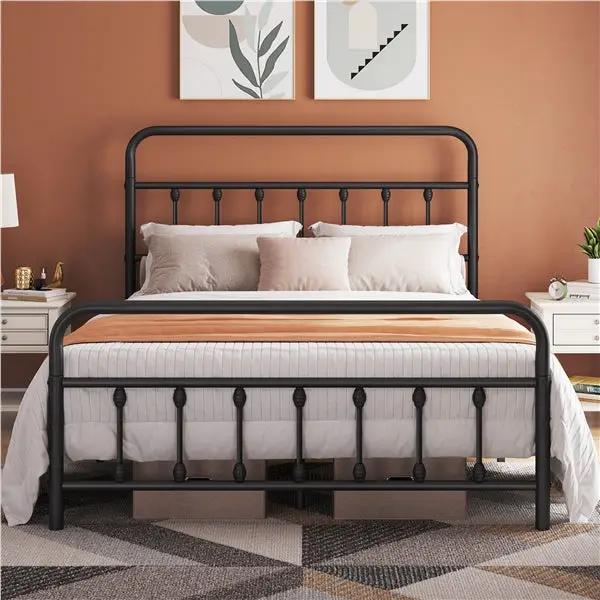 Yaheetech Classic Queen Size Iron Platform Bed With High Headboard And Footboard Classic Queen Iron Platform Bed With High Headboard