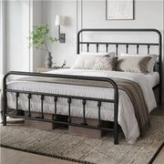 Yaheetech Classic Queen Size Iron Platform Bed With High Headboard And Footboard Classic Queen Iron Platform Bed With High Headboard