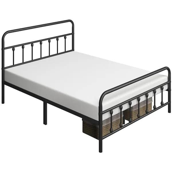 Yaheetech Classic Queen Size Iron Platform Bed With High Headboard And Footboard Classic Queen Iron Platform Bed With High Headboard