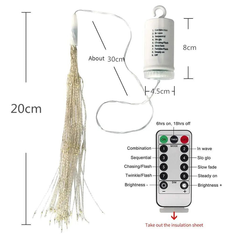 198 LED Hanging Starburst Firework Fairy String Light Lamp Party Xmas Decro by salelink.co.nz