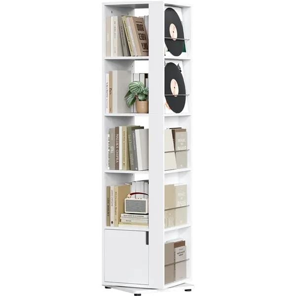 Yaheetech Yaheetech 360 Degree Rotating Corner Bookcase Five Tier 169cm White Yaheetech 360 Degree Rotating Corner Bookcase White
