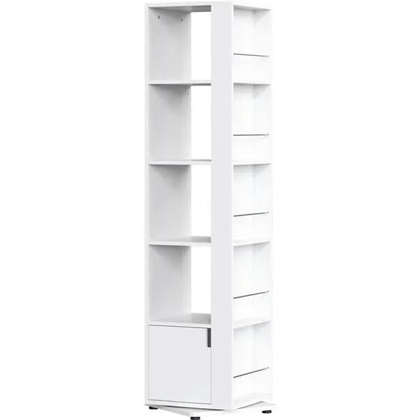 Yaheetech Yaheetech 360 Degree Rotating Corner Bookcase Five Tier 169cm White Yaheetech 360 Degree Rotating Corner Bookcase White