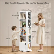 Yaheetech Yaheetech 360 Degree Rotating Corner Bookcase Five Tier 169cm White Yaheetech 360 Degree Rotating Corner Bookcase White
