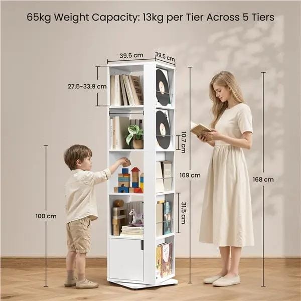 Yaheetech Yaheetech 360 Degree Rotating Corner Bookcase Five Tier 169cm White Yaheetech 360 Degree Rotating Corner Bookcase White
