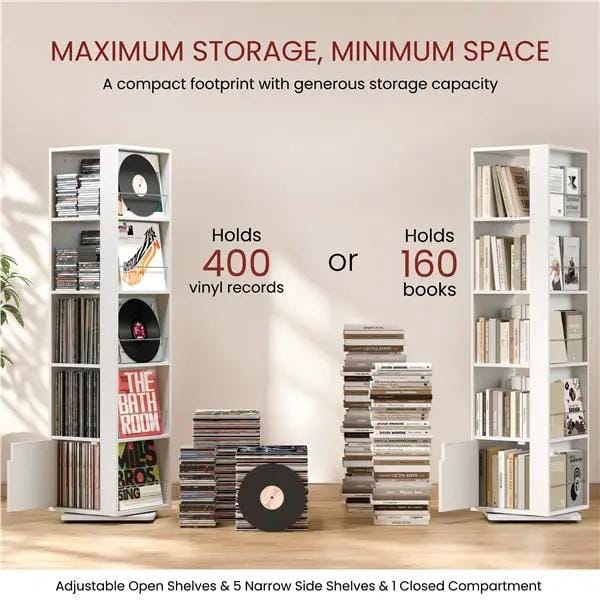 Yaheetech Yaheetech 360 Degree Rotating Corner Bookcase Five Tier 169cm White Yaheetech 360 Degree Rotating Corner Bookcase White