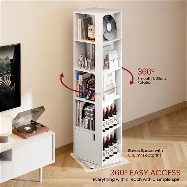 Yaheetech Yaheetech 360 Degree Rotating Corner Bookcase Five Tier 169cm White Yaheetech 360 Degree Rotating Corner Bookcase White