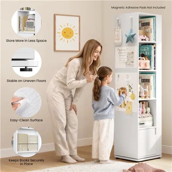 Yaheetech Yaheetech 360 Degree Rotating Corner Bookcase Five Tier 169cm White Yaheetech 360 Degree Rotating Corner Bookcase White