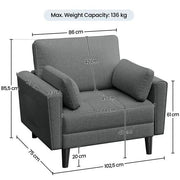 Fabric Upholstered 2-Seater Sofa and Oversized Armchair Set by Yaheetech