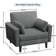 2pcs Fabric Upholstered Tufted Oversized Armchairs by Yaheetech