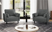 2pcs Fabric Upholstered Tufted Oversized Armchairs by Yaheetech