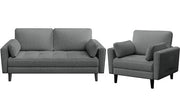 Fabric Upholstered 2-Seater Sofa and Oversized Armchair Set by Yaheetech