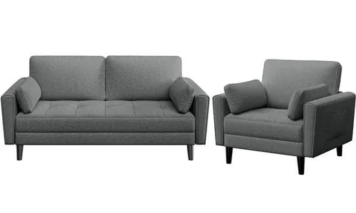 Yaheetech Fabric Upholstered 2-Seater Sofa and Oversized Armchair Set Fabric Upholstered 2-Seater Sofa and Oversized Armchair Set