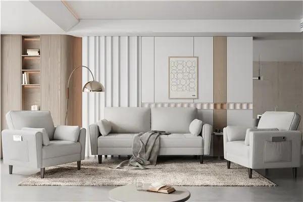 1x 2-seater sofa and 2x suited oversized armchair Sofa Set by Yaheetech