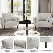 1x 2-seater sofa and 2x suited oversized armchair Sofa Set by Yaheetech