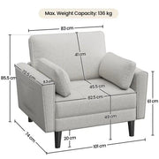 1x 2-seater sofa and 2x suited oversized armchair Sofa Set by Yaheetech