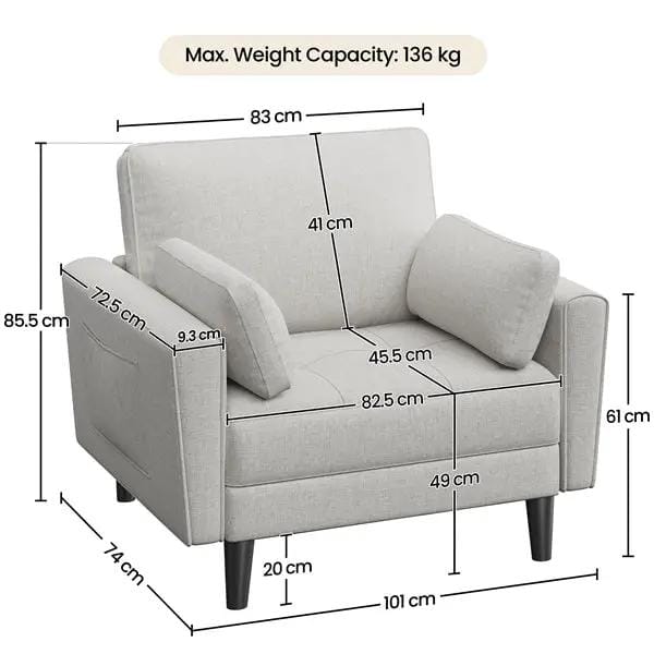 1x 2-seater sofa and 2x suited oversized armchair Sofa Set by Yaheetech