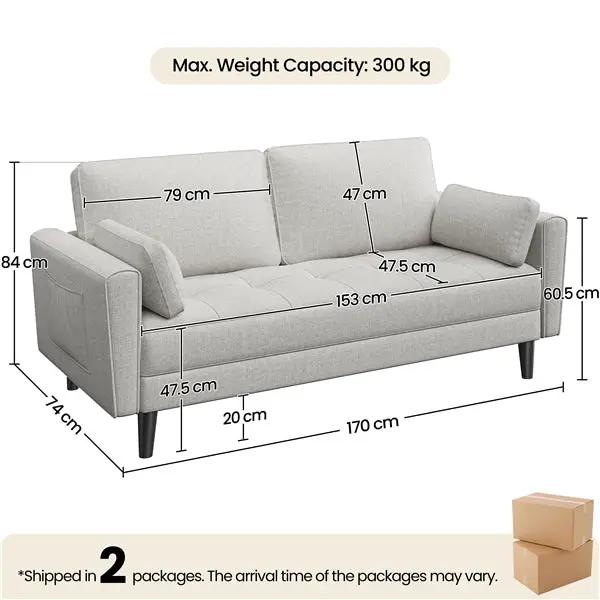 1x 2-seater sofa and 2x suited oversized armchair Sofa Set by Yaheetech
