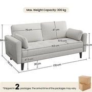 2-Seater Sofa and Oversized Armchair Set Fabric Upholstered Couch by Yaheetech