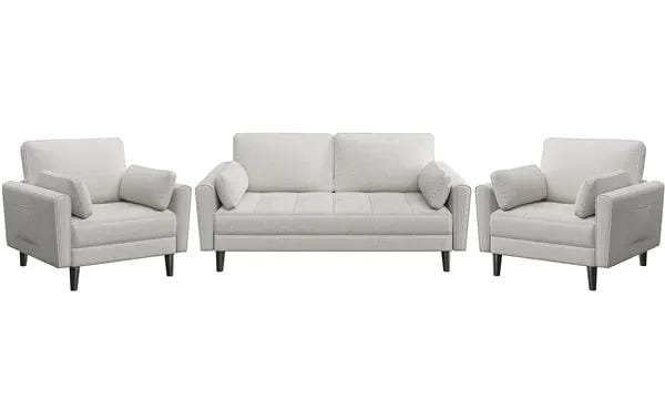 1x 2-seater sofa and 2x suited oversized armchair Sofa Set by Yaheetech