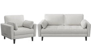 2-Seater Sofa and Oversized Armchair Set Fabric Upholstered Couch by Yaheetech