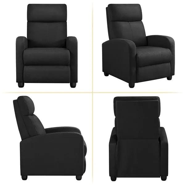 Yaheetech Yaheetech Fabric Recliner Chair Black Manual Reclining Armchair with Adjustable Footrest & Pocket Springs Yaheetech Fabric Recliner Chair Black Manual Reclining Armchair with Adjustable Footrest & Pocket Springs